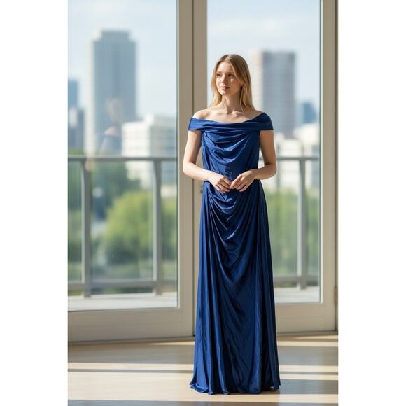 Blue Fitted Dress By OYS Size Large NWOT - Picture 6 of 6